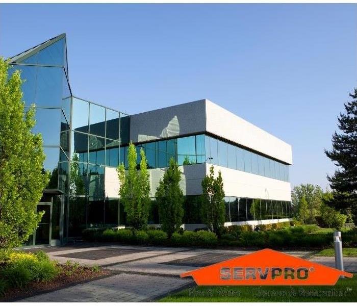 Commercial building and servpro logo